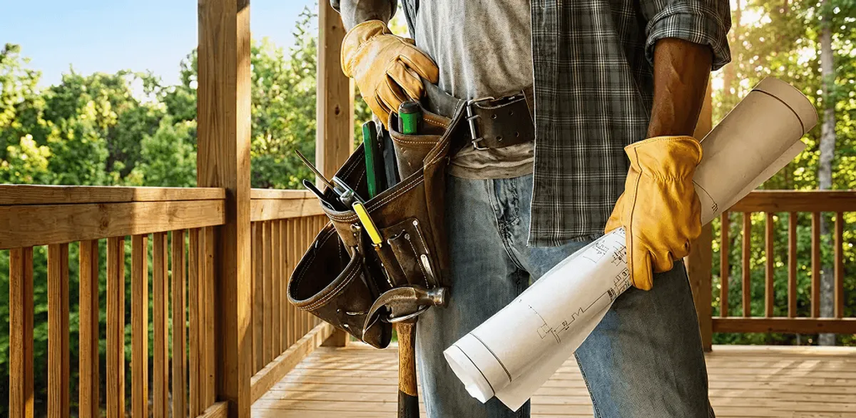 Professional handyman with tool belt ready for home repairs in Jackson, MS