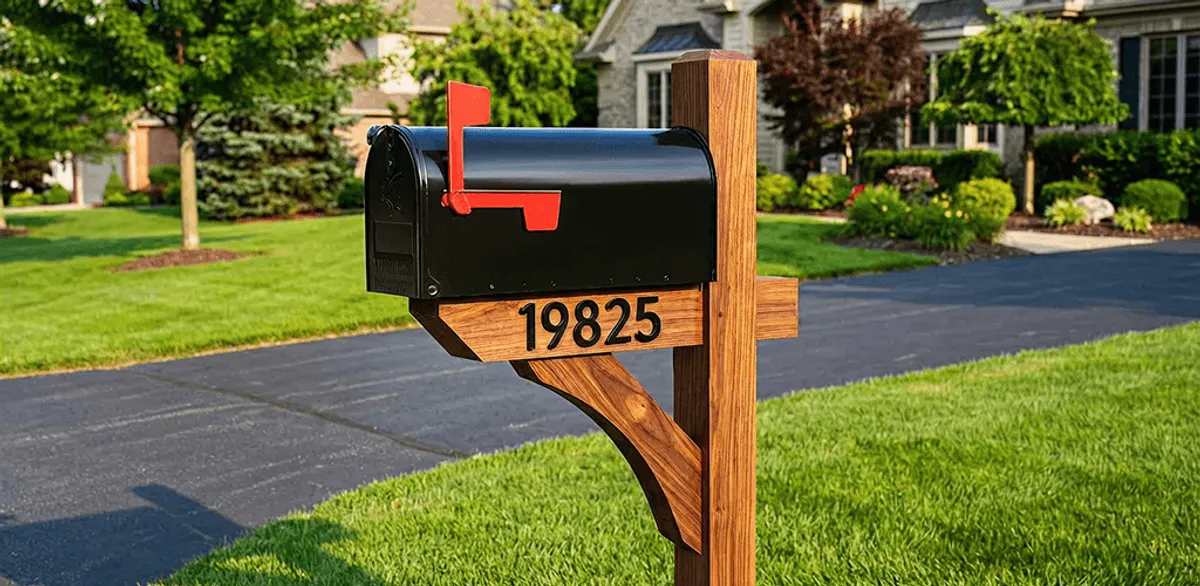 New mailbox installation with post and address number for a home in Jackson, MS